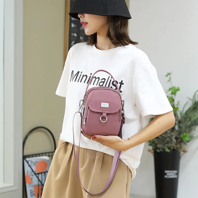 Fashion 3 Layers Women Mini Bag High Quality Durable Fabric Girls Small Shoulder Bag Pretty Style Female Mini Handbag Phone Bag