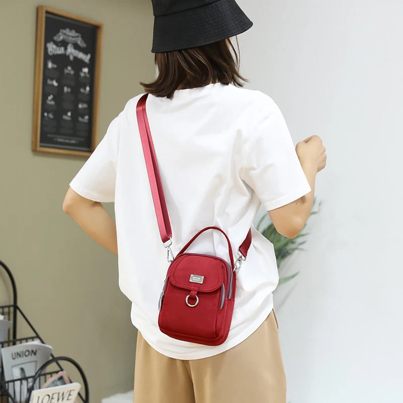 Fashion 3 Layers Women Mini Bag High Quality Durable Fabric Girls Small Shoulder Bag Pretty Style Female Mini Handbag Phone Bag