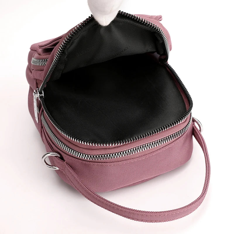 Fashion 3 Layers Women Mini Bag High Quality Durable Fabric Girls Small Shoulder Bag Pretty Style Female Mini Handbag Phone Bag