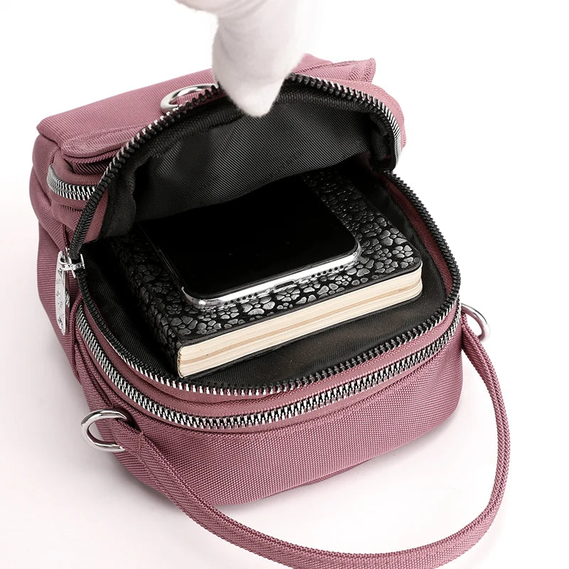 Fashion 3 Layers Women Mini Bag High Quality Durable Fabric Girls Small Shoulder Bag Pretty Style Female Mini Handbag Phone Bag