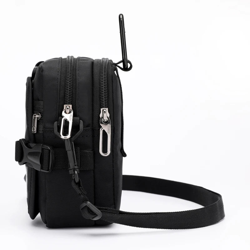 Man Handbags Mini Messenger Bag Simple Small Crossbody Cell Phone Waist Pack Casual Flap Shoulder Bag Coin Purse