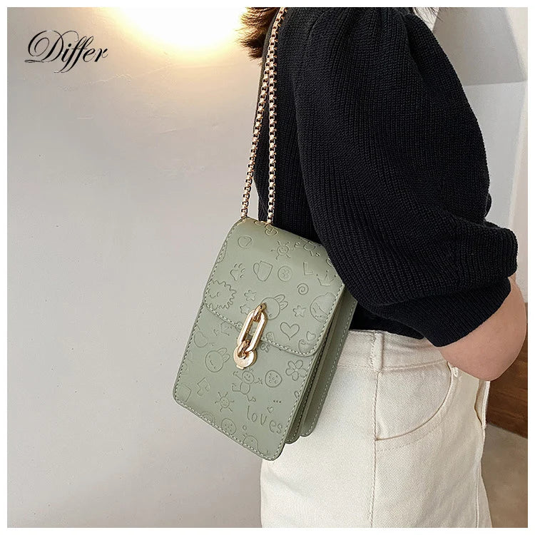 Mini Fashion Women Wallet Crossbody Cell Phone Bag PU Leather Shoulder Bag Lady Card Holder TOP Quality Small Square Messenger