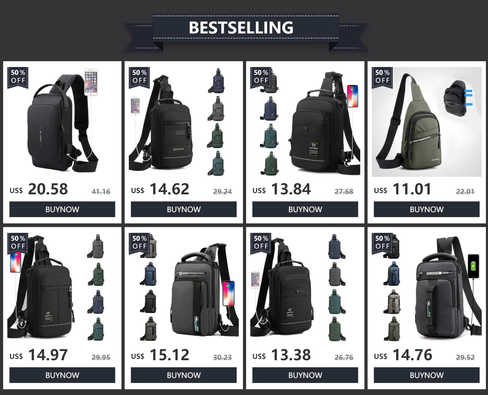 Outdoor Casual Men Single Shoulder Crossbody Bag Luxury Fashion Travel Mini Chest Bag Nylon Fanny Pack USB Headphone Jack