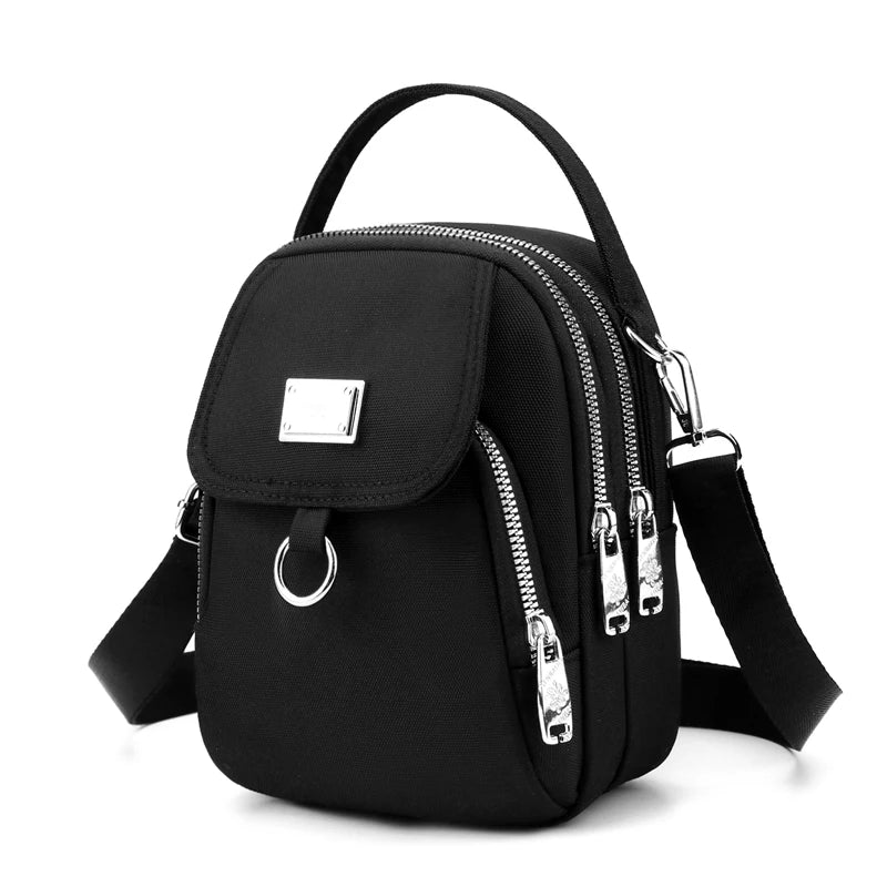 High Quality Durable Nylon Female Mini Bag Fashion 3 Layers Women Small Shoulder Bag Pretty Style Girls Shopping Phone Bag