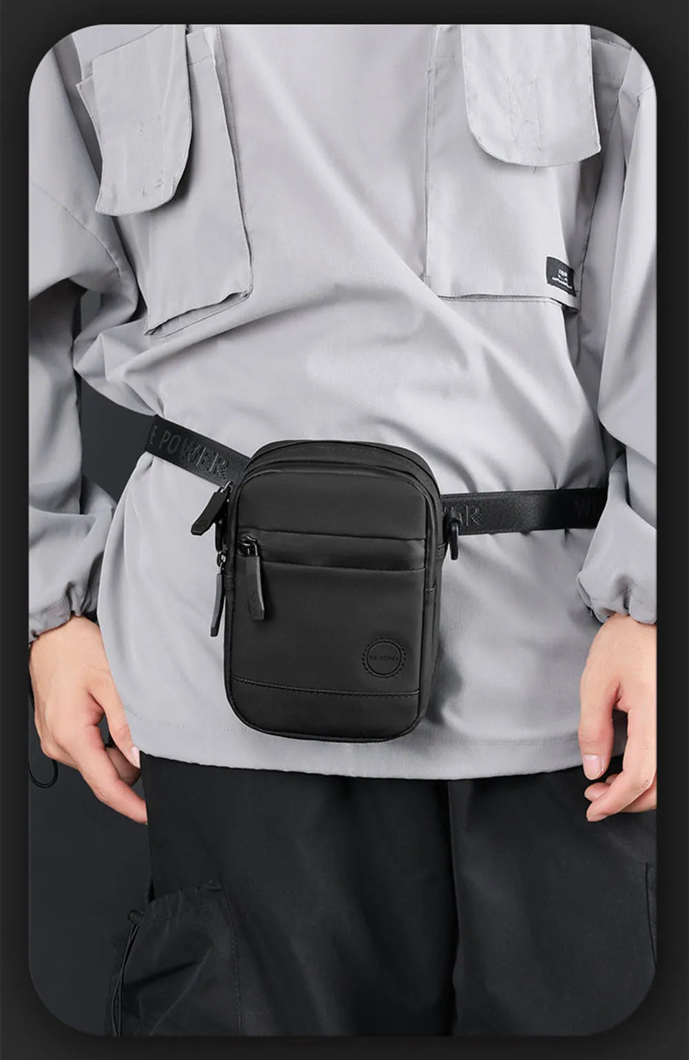 Outdoor Casual Men Single Shoulder Crossbody Bag Luxury Fashion Travel Mini Chest Bag Nylon Fanny Pack USB Headphone Jack