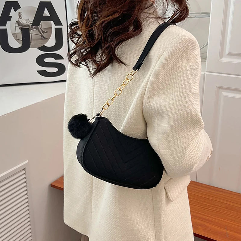 Fashion Women Handbag Solid Color Casual Mini Underarm Bag Female Chain Shoulder Pouch Hot Sale Ladies Leather Tote Bag