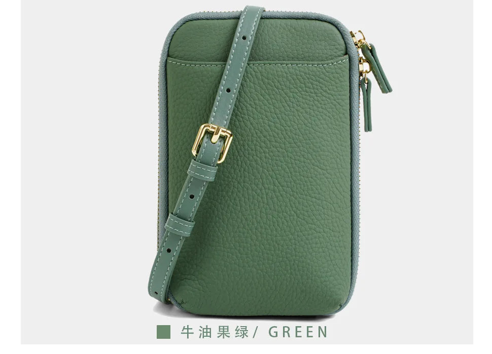 Women Genuine Leather Crossbody Bag All-match Mini Small Phone Coin Purse Shoulder Bag Multifunctional with Keychain Square Bags