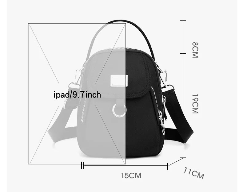 High Quality Durable Nylon Female Mini Bag Fashion 3 Layers Women Small Shoulder Bag Pretty Style Girls Shopping Phone Bag