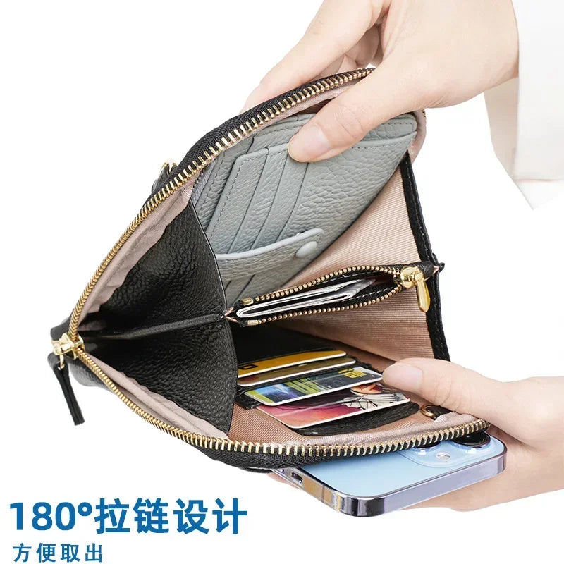 Women Genuine Leather Crossbody Bag All-match Mini Small Phone Coin Purse Shoulder Bag Multifunctional with Keychain Square Bags