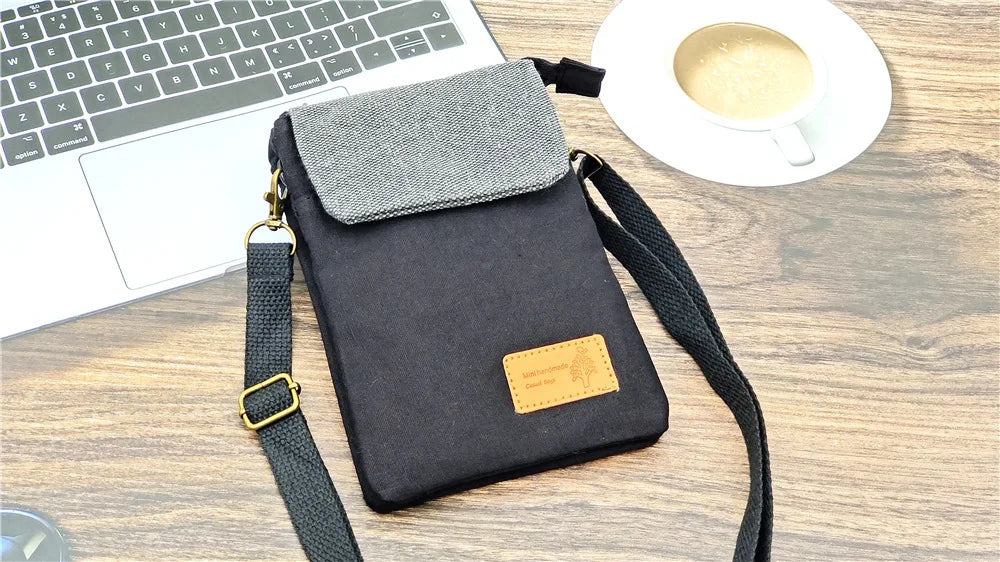 Cotton Canvas Women's Shoulder Cross-body Bag Brands 2023 Ladies Mini Handbag Female Small Phone Purse Money Pouch for Girls