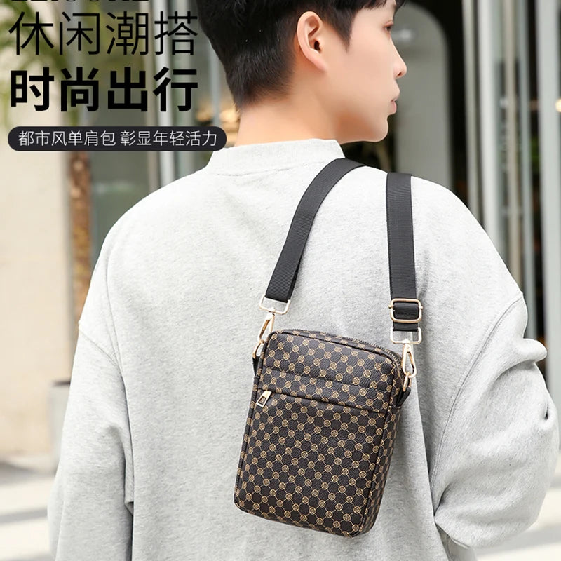 VC Men's Classics Mini Shoulder Bag Coin Purses Lightweight PU Leather Shoulder Bags for Men Small Men Crossbody Bag