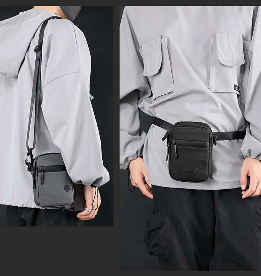 Outdoor Casual Men Single Shoulder Crossbody Bag Luxury Fashion Travel Mini Chest Bag Nylon Fanny Pack USB Headphone Jack