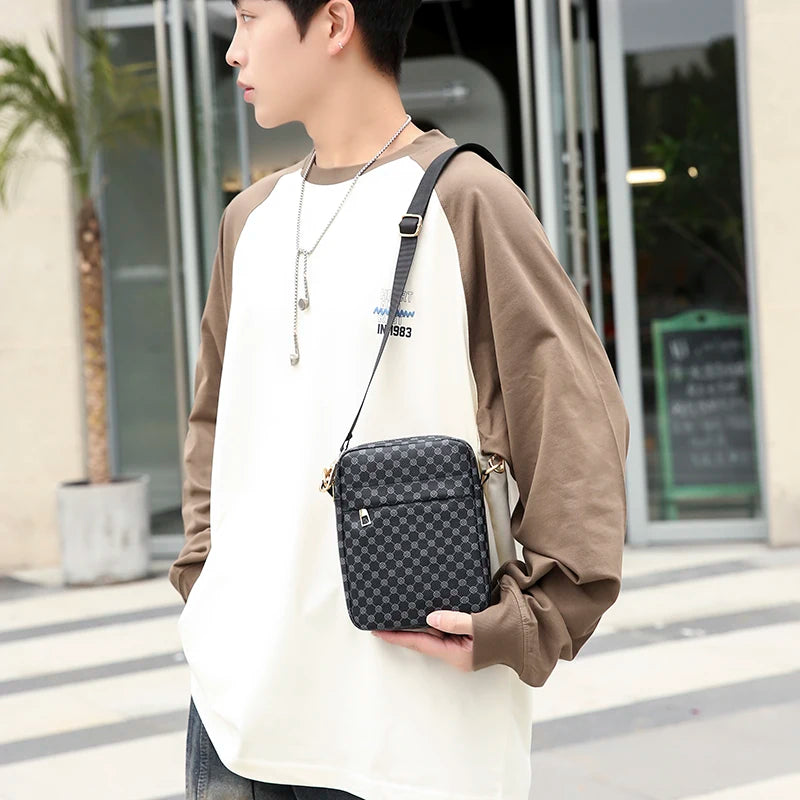 VC Men's Classics Mini Shoulder Bag Coin Purses Lightweight PU Leather Shoulder Bags for Men Small Men Crossbody Bag