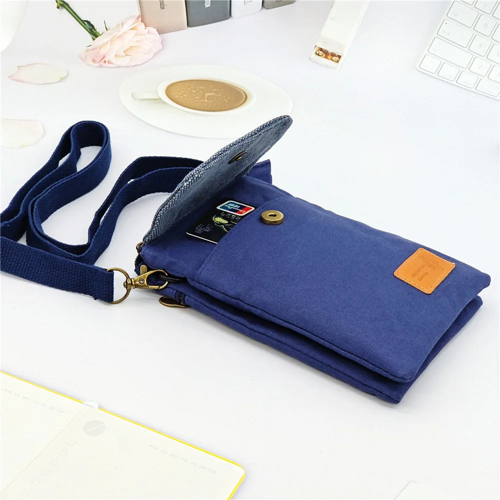 Cotton Canvas Women's Shoulder Cross-body Bag Brands 2023 Ladies Mini Handbag Female Small Phone Purse Money Pouch for Girls