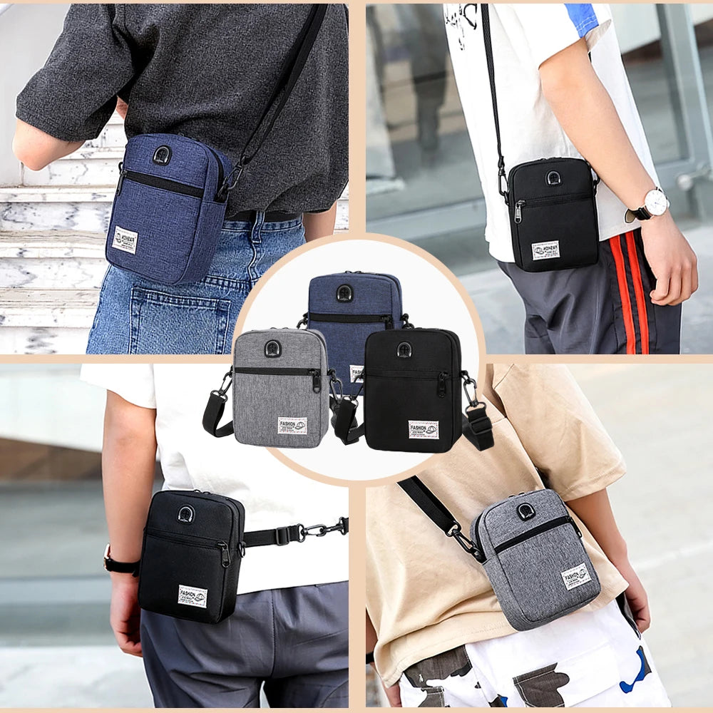 Male Bag Men's Satchel High Quality Men Diagonal Mini Crossbody Bags Shoulder Multi-Function Mobile Phone Bag Outdoor Sports Bag