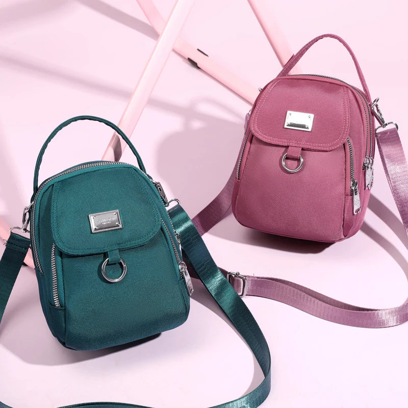 High Quality Durable Nylon Female Mini Bag Fashion 3 Layers Women Small Shoulder Bag Pretty Style Girls Shopping Phone Bag