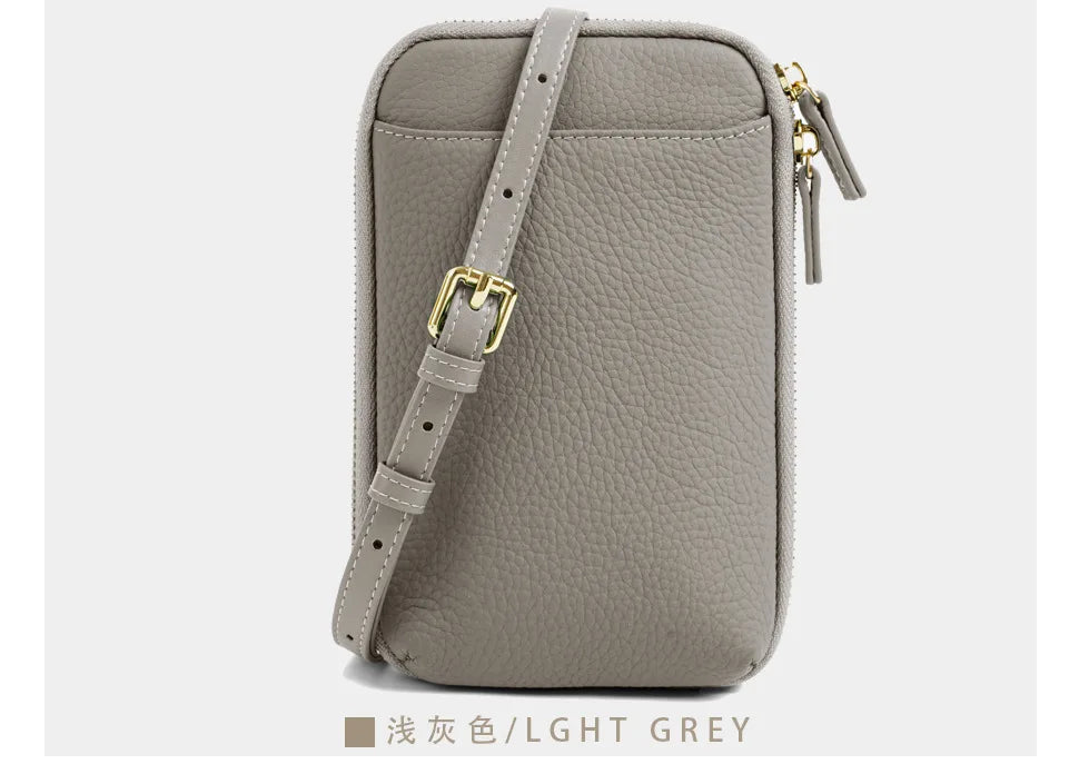 Women Genuine Leather Crossbody Bag All-match Mini Small Phone Coin Purse Shoulder Bag Multifunctional with Keychain Square Bags