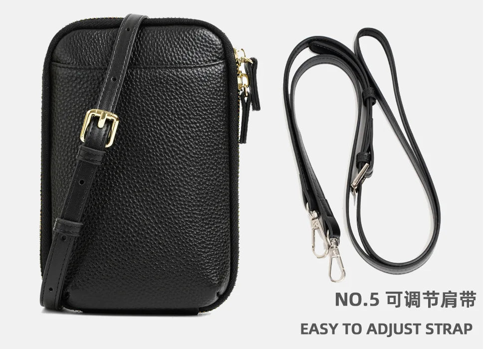 Women Genuine Leather Crossbody Bag All-match Mini Small Phone Coin Purse Shoulder Bag Multifunctional with Keychain Square Bags