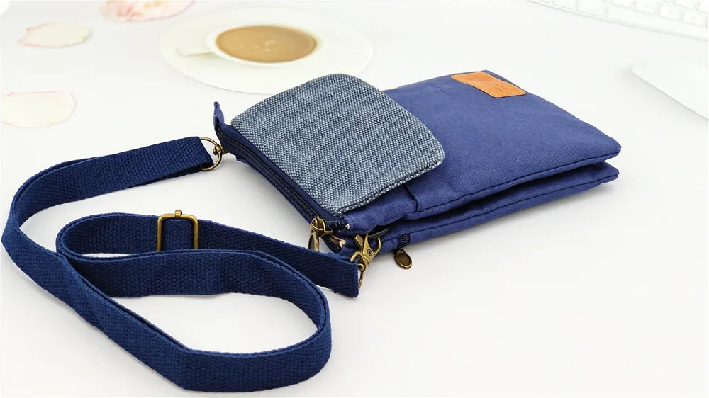 Cotton Canvas Women's Shoulder Cross-body Bag Brands 2023 Ladies Mini Handbag Female Small Phone Purse Money Pouch for Girls